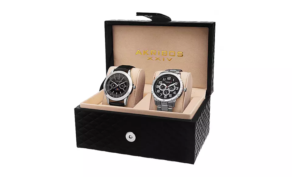 Akribos Men's Watch Set with Two Watches and One Gift Box - Second Medium