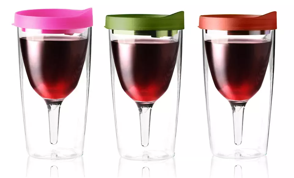 2-Pack of Vino-2-Go Wine Glasses. Multiple Colors Available. Free Returns. - Primary Image