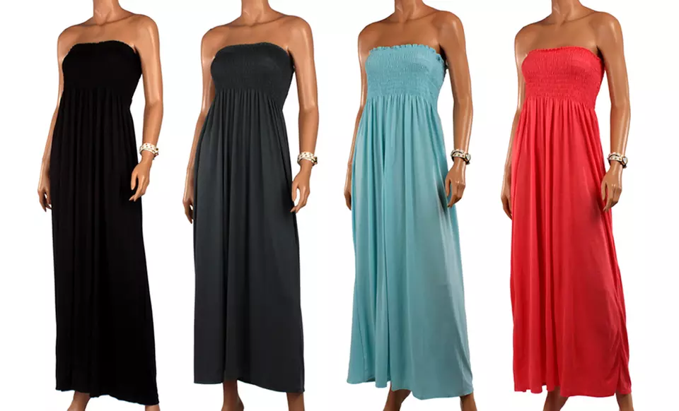 Women's Plus-Size Strapless Smocked Maxi Dress - Primary Image