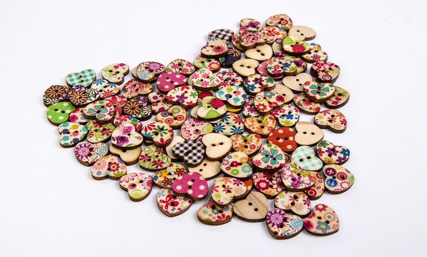 Image 1: 100 Heart Shaped Buttons