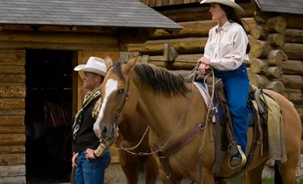 One-Night Cabin Stay with Trail Ride, Dinner, Breakfast, and T-Shirt at Kalos Farms Bed & Breakfast (Up to 49% Off) - Primary Image