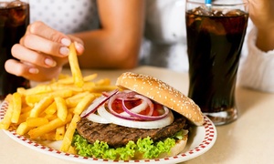 Burger, Chips & Soft Drink for 2