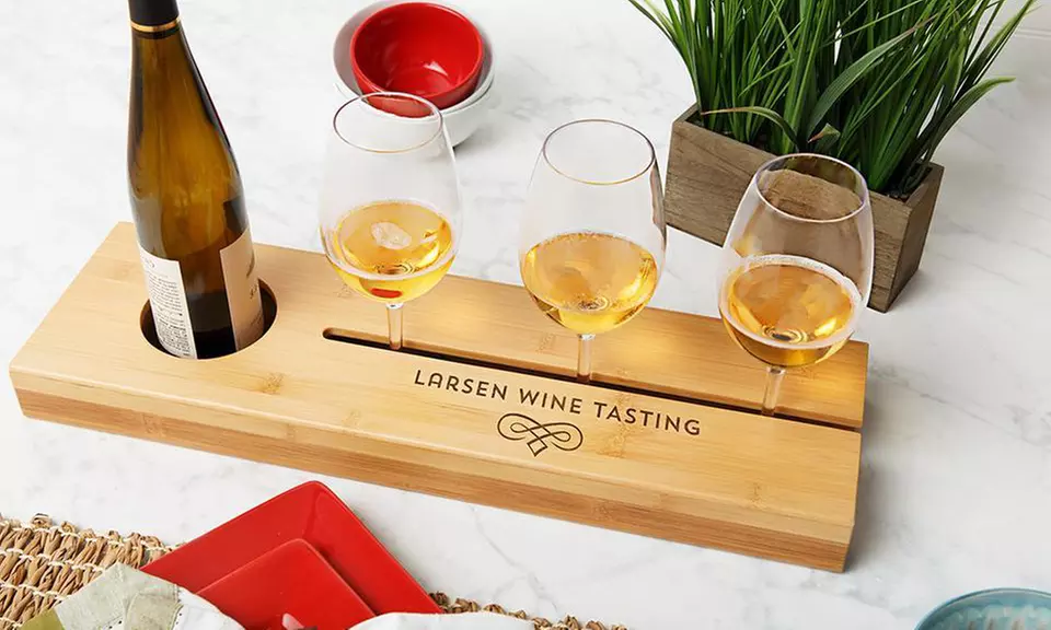 1, 2, or 3 Personalized Wine Serving Trays with Optional Wine Glass Bundles from Qualtry (Up to 63% Off) - Primary Image