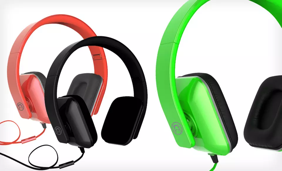 $12.99 for One Pair of iHip Neon Notes Headphones with Mic ($39.98 List Price). Five Colors Available. Free Returns.  - Primary Image