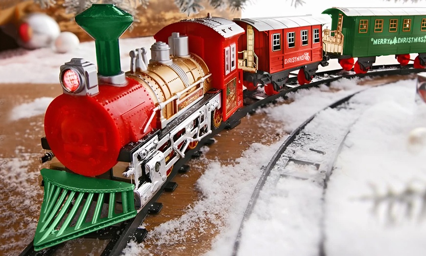 Image 1: Petit train de Noël miniature 13 pièces