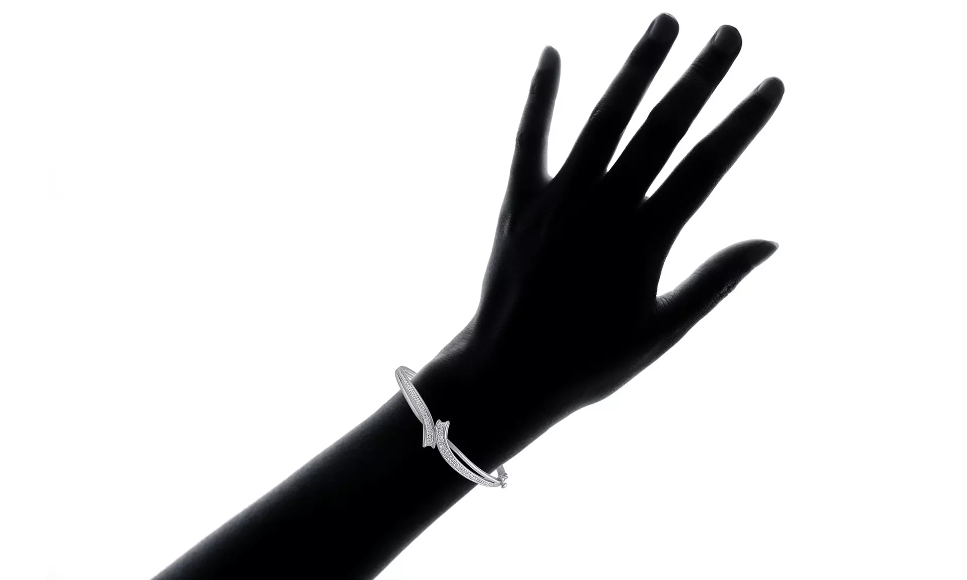 14K White Gold Plated Diamond Accent Bangle by Brilliant Diamond - Second Medium