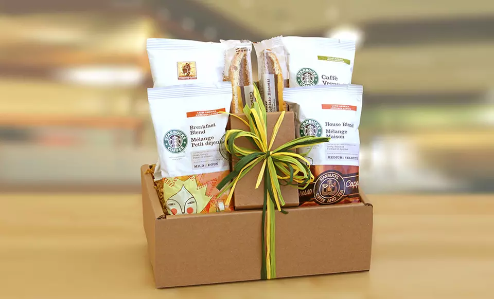 Starbucks Coffee Sampler Gift Set with 4 Types of Coffee and Biscotti - Primary Image