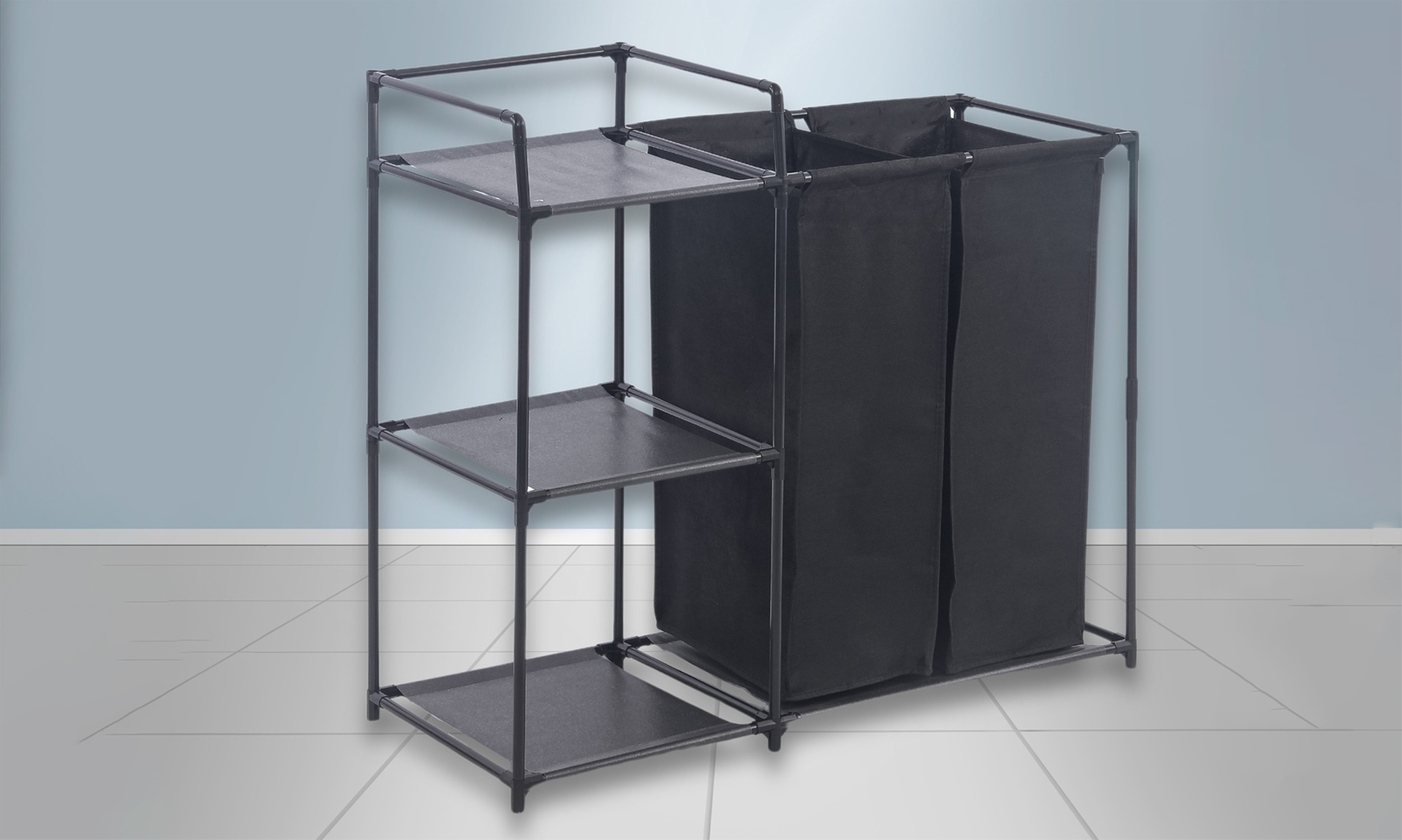 2 sacs à linge avec étagères Herzberg