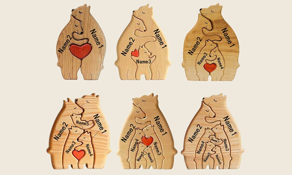 Bären-Familien-Puzzle aus Holz opt. mit Namensgravur von Justyling