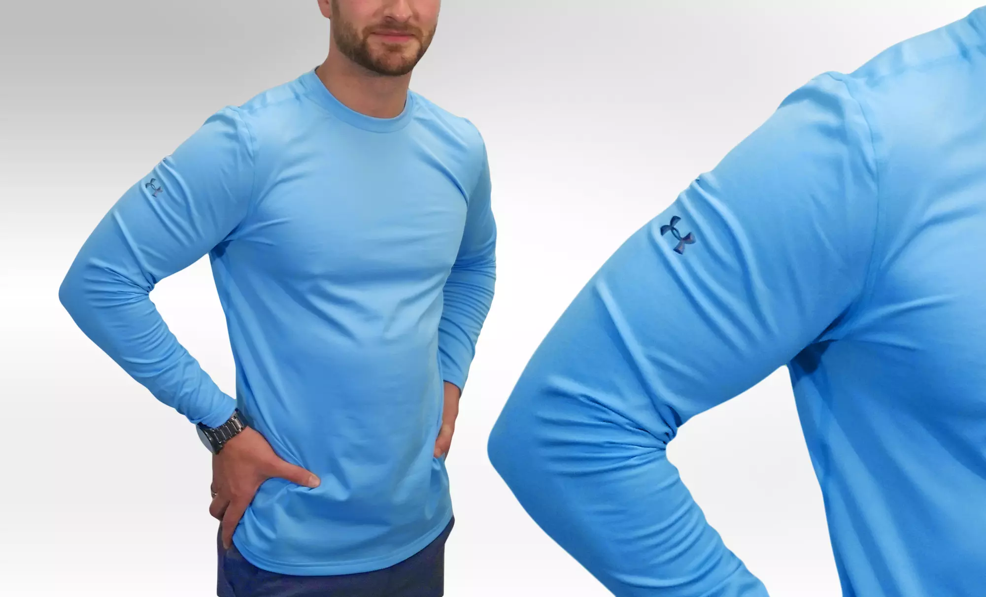 Under Armour Men's Crew-Neck Long-Sleeve T-Shirt in Aqua - Primary Image