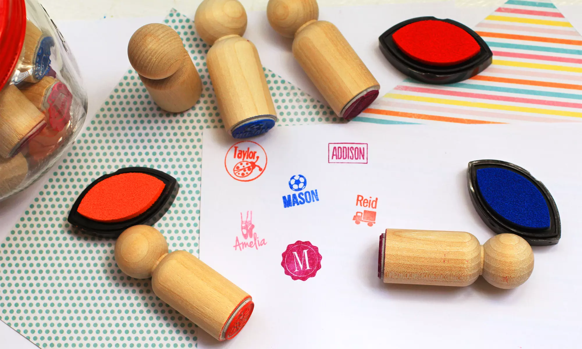 1, 5, or 10 Personalized Mini Wooden Stamps from 2712 Designs (Up to 63% Off) - Primary Image