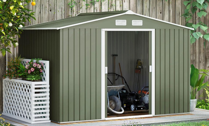 Image 2: Outsunny Large Metal Garden Shed; Durable and Easy Assembly