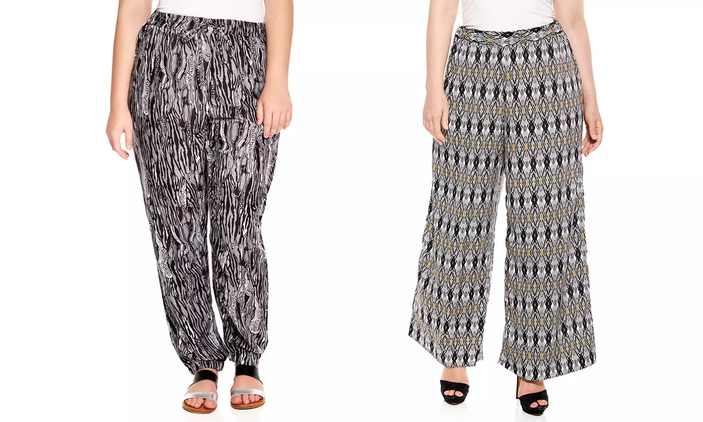 Mlle Gabrielle Plus-Sized Printed Palazzo Pants | Brought to You by ideel - Primary Image