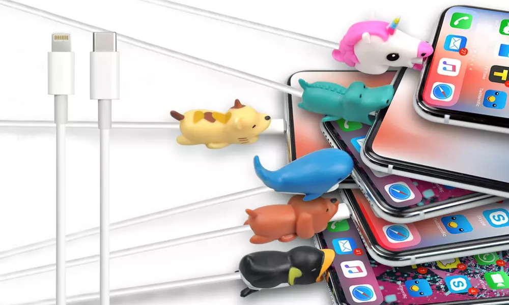 1, 2, 6 ou 12 Protections de câbles en forme de petits animaux avec câble vendu en option - Primary Image