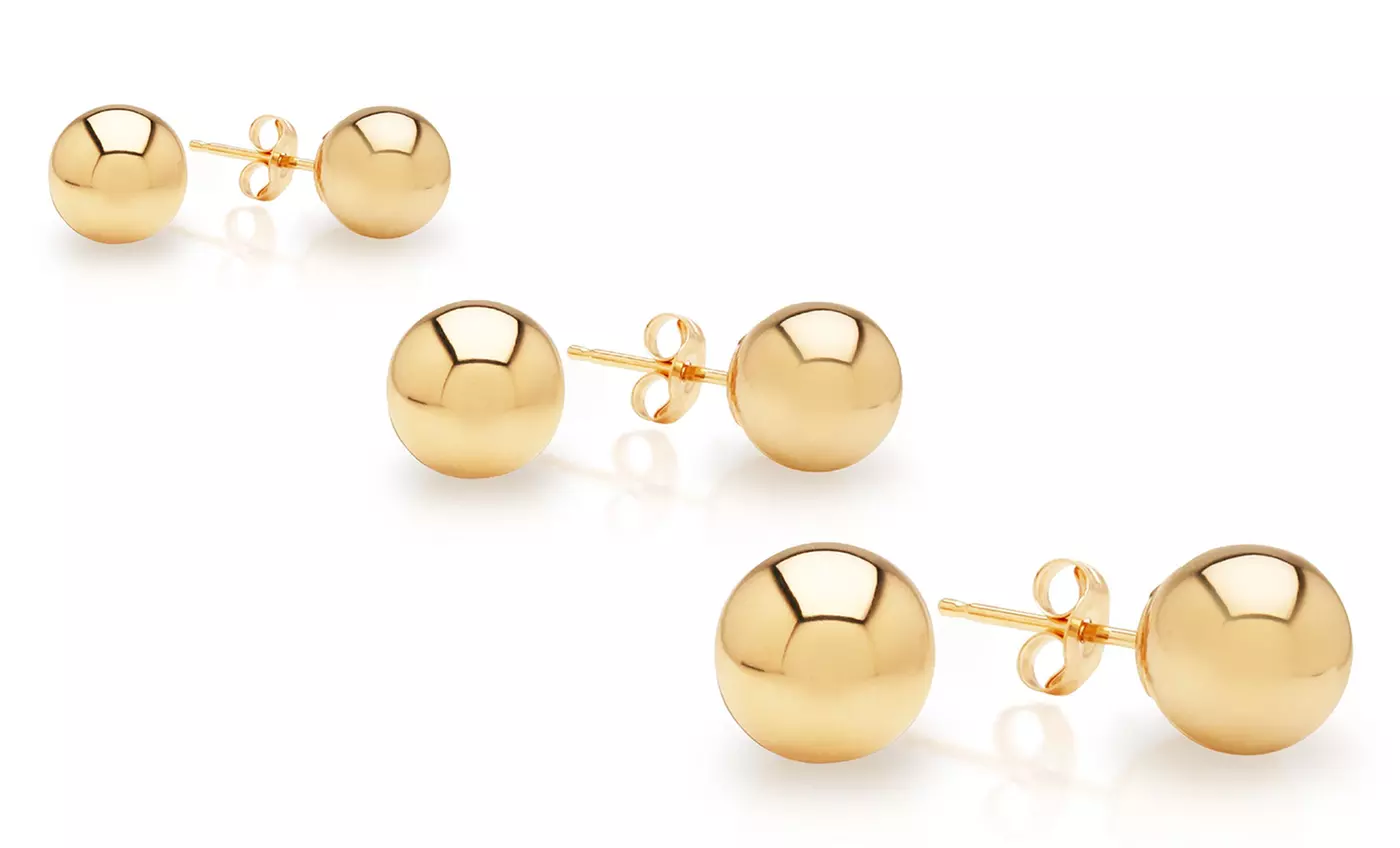 14K Solid Gold Ball Studs. Multiple Options Available From $12.99–$17.99 - Primary Image