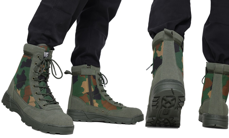 Image 3: MIG Camo Tactical Army Combat Boots