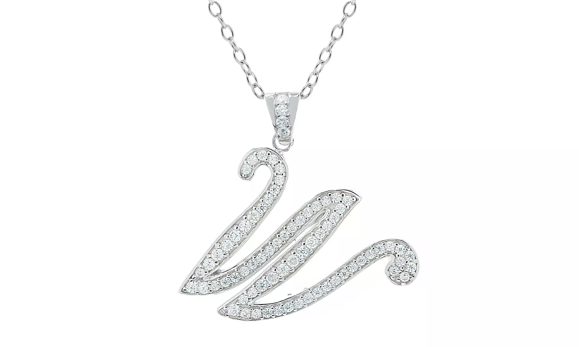 Script Initial Pendant Necklaces in Sterling Silver