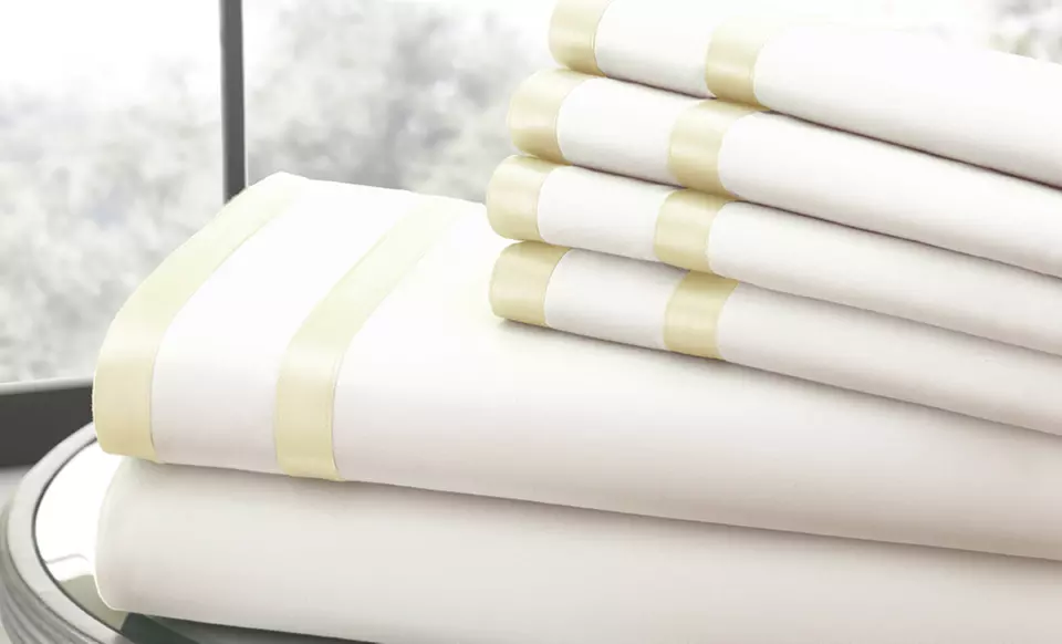 Italian Hotel Collection 1,000TC 6-Piece Sheet Set with Double Satin Band. Multiple Colors Available. Free Returns.  - Primary Image