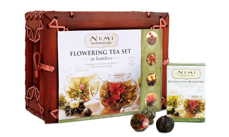 Numi's Flowering Tea Gift Set In Dark Mahogany Bamboo Case | Groupon