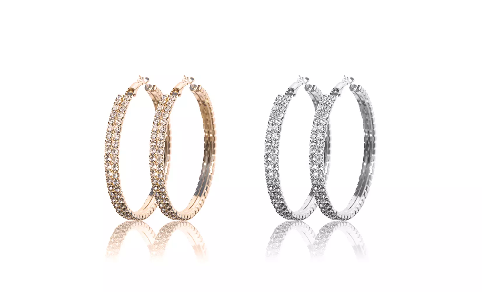 1 or 2 Pairs of Swarovski Elements Double-Row Hoop Earrings - Primary Image