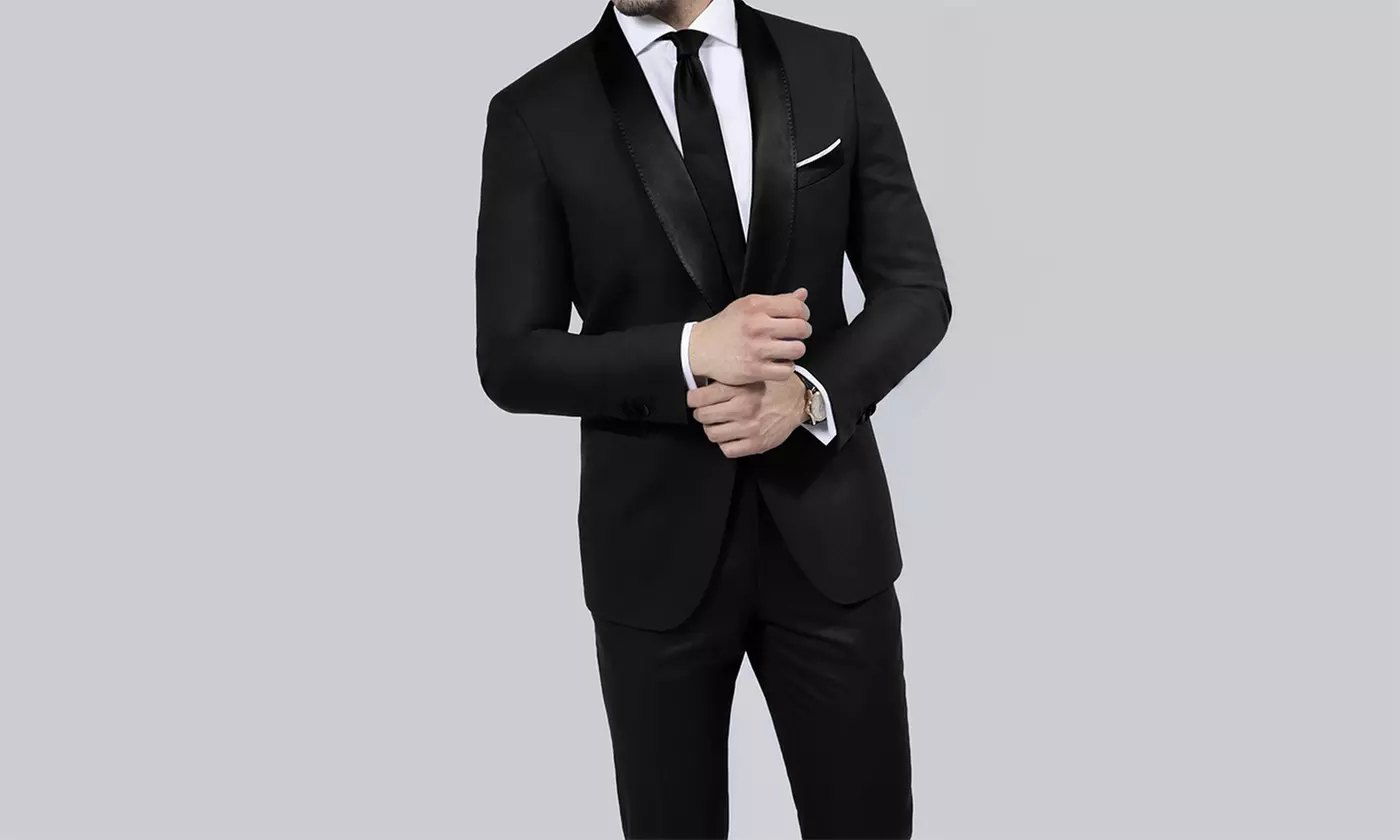Braveman Runway 2-Piece Slim-Fit Tuxedo with Free Bow Tie - Second Medium