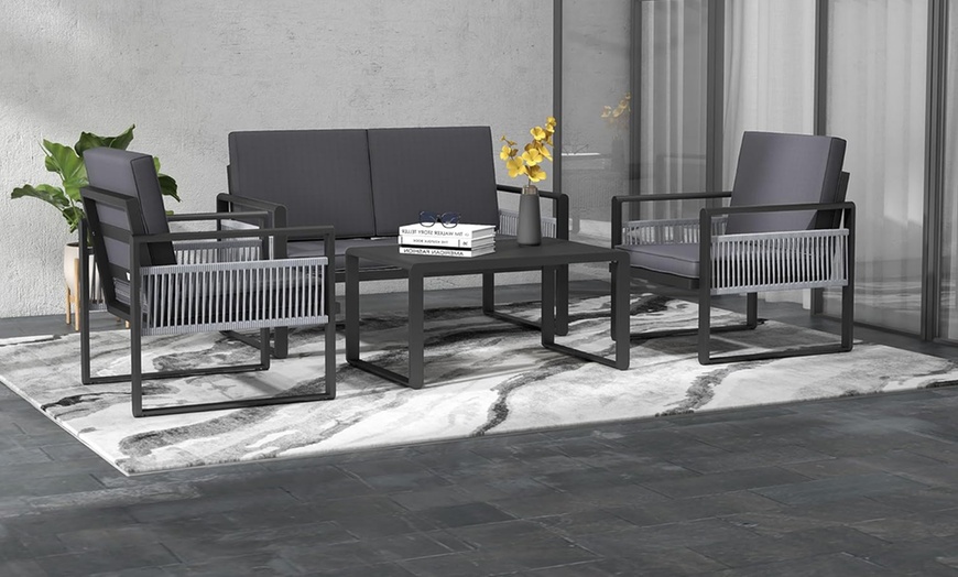 Image 4: Outsunny Aluminium Garden Furniture Set with Cushions