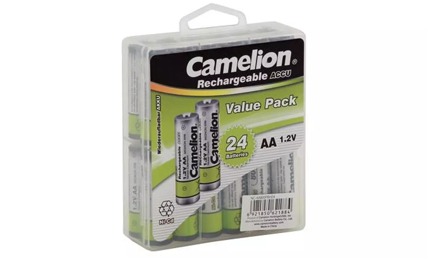Camelion Rechargeable AA or AAA Ni-CD Batteries with Reusable Case (24-Pack) - Second Medium