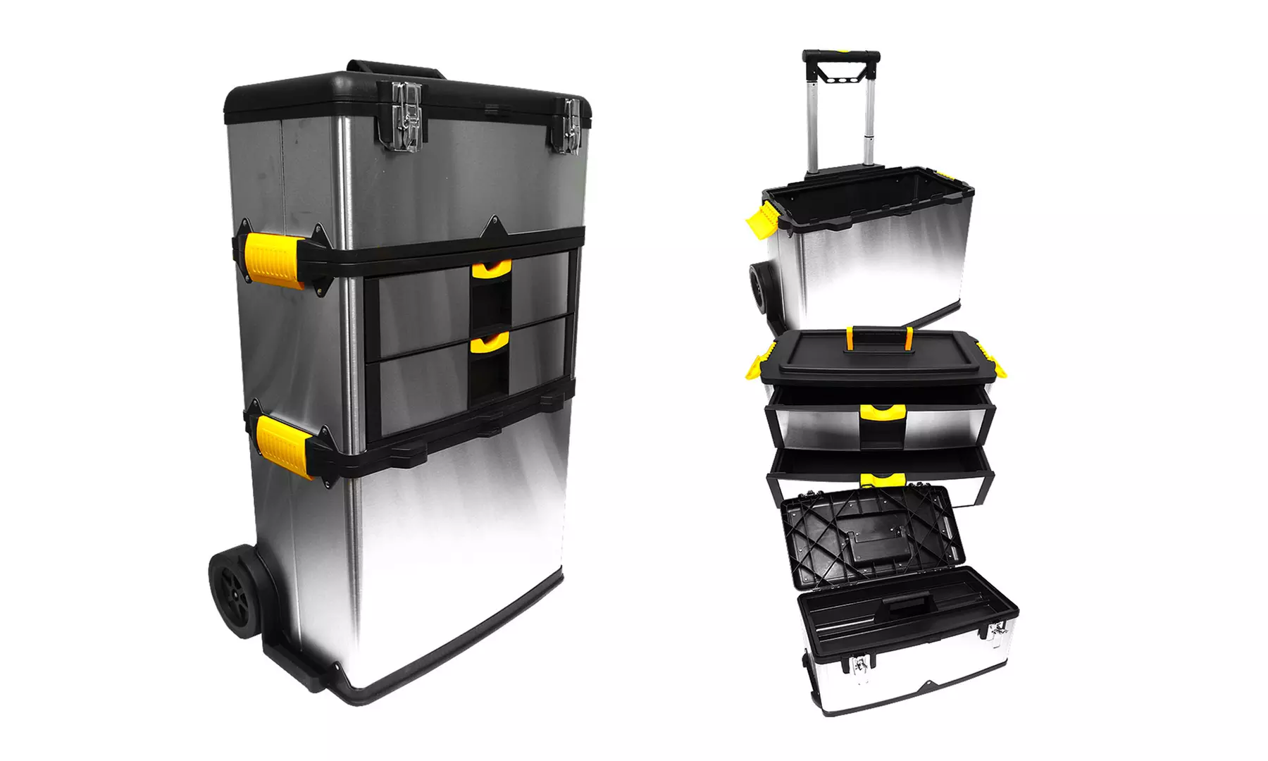 Stalwart Three-Part Mobile Stainless Steel Tool Box - Primary Image