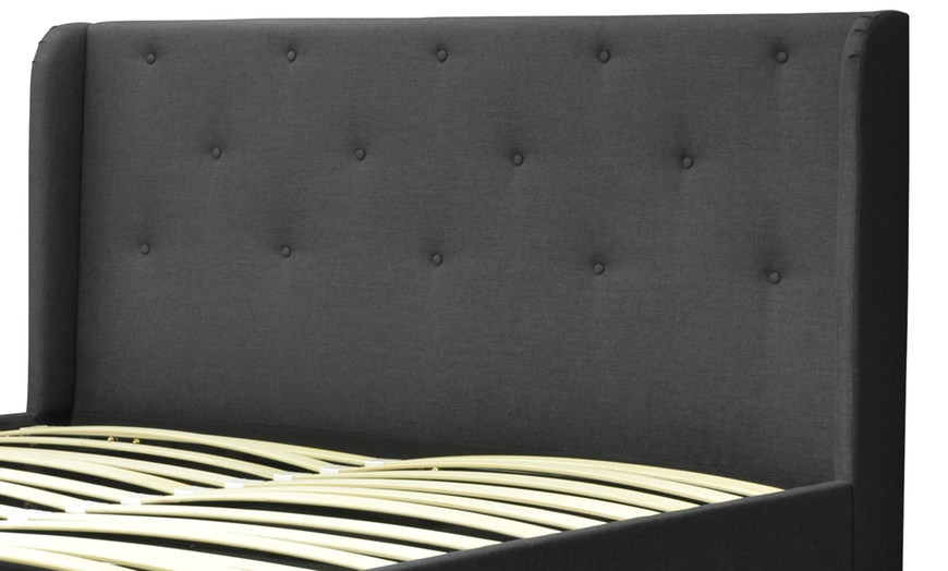 Image 4: Lit coffre "Curve" en tissu avec espace de rangement, Sampur