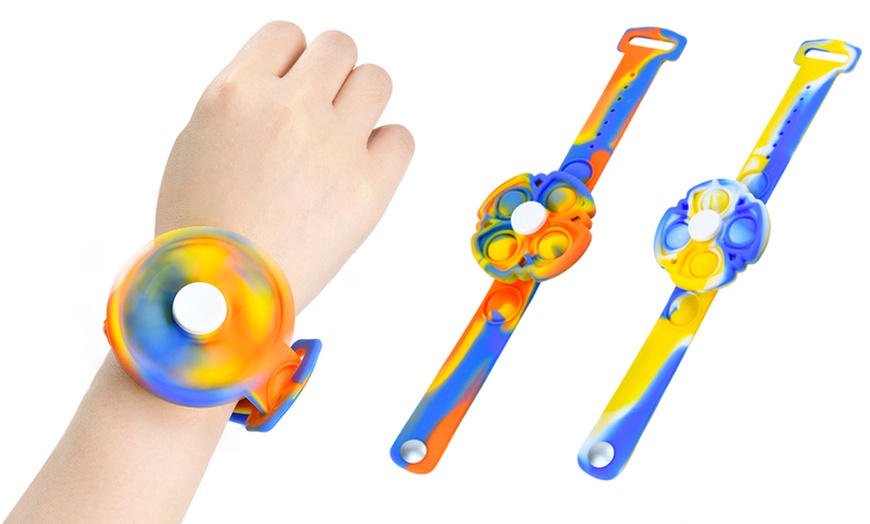 Image 1: One, Two or Three Pop It Fidget Spinner Bracelets