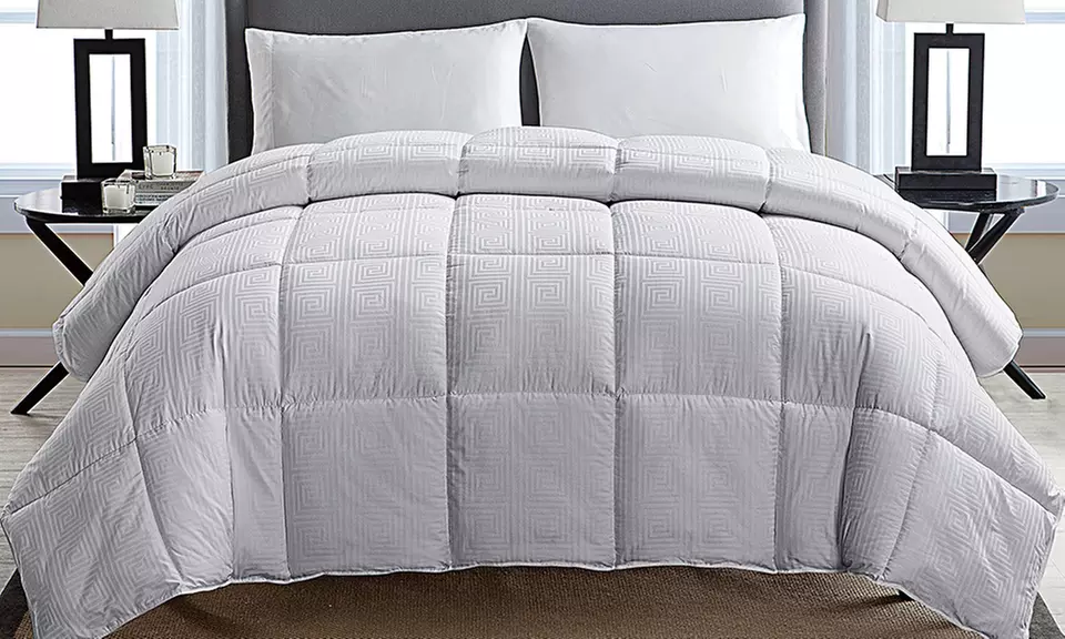 200 Thread-Count Jacquard Greek-Key Down-Alternative Cotton Comforter - Second Medium