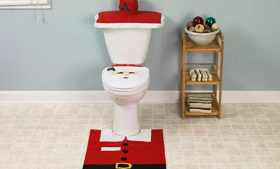 4-Piece Holiday Bathroom Seat Cover and Rug Set. Multiple Designs Available. Free Shipping and Returns. - Primary Image