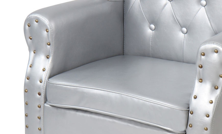 Image 20: Faux Leather Armchair and Footstool 