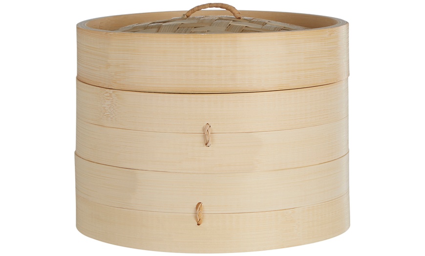 Image 6: Round Two-Tier Bamboo Steamer