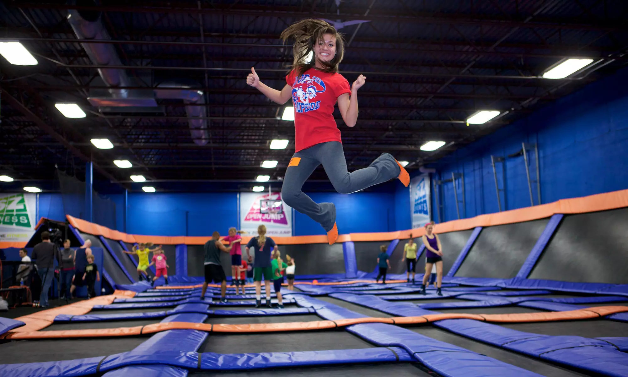 $15 for One Hour of Trampoline Time and SkySocks for Two at Sky Zone ($28 Value), Valid for Walk-Ins - Primary Image