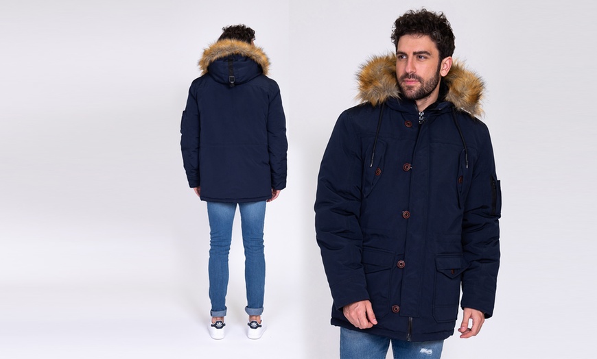 Image 10: Men's Padded Long Winter Coat