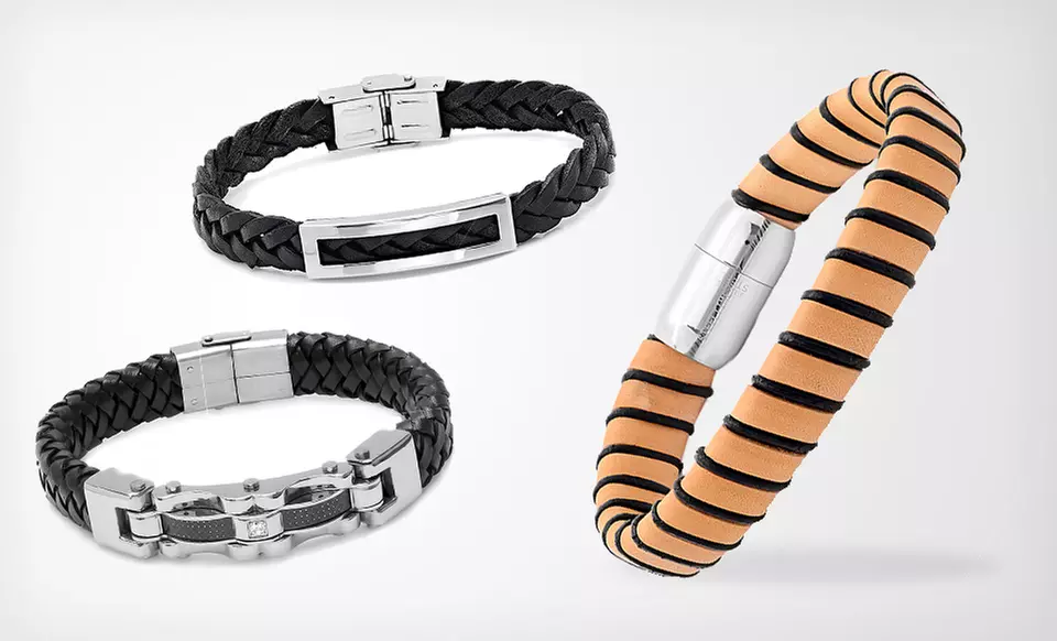$9.99 for a Men's Stainless Steel Bracelet ($35 List Price). 20 Styles Available. Free Returns. - Primary Image