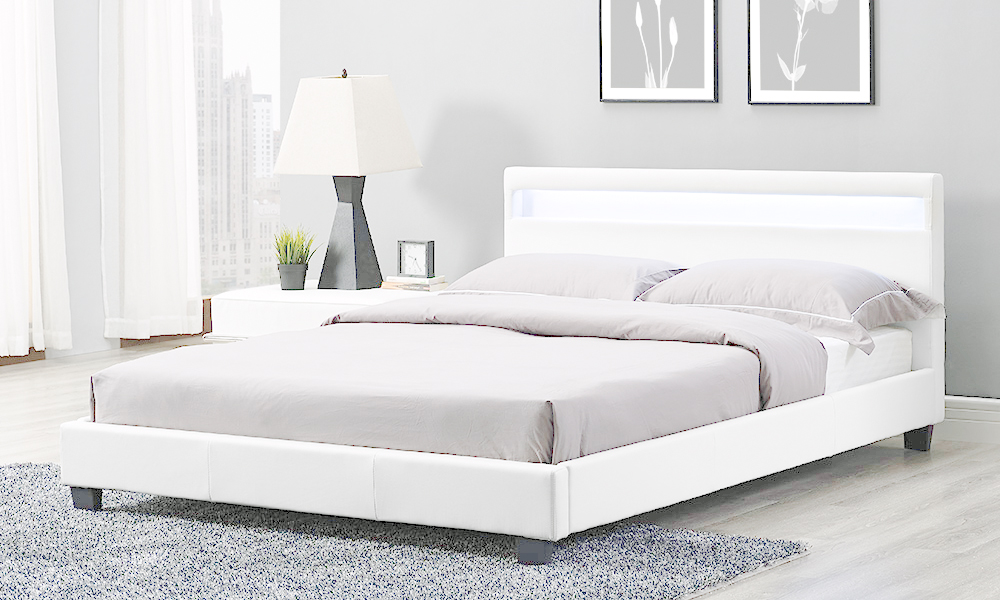 Белые кровати цена фото Canis LED Bed Frame Groupon Goods