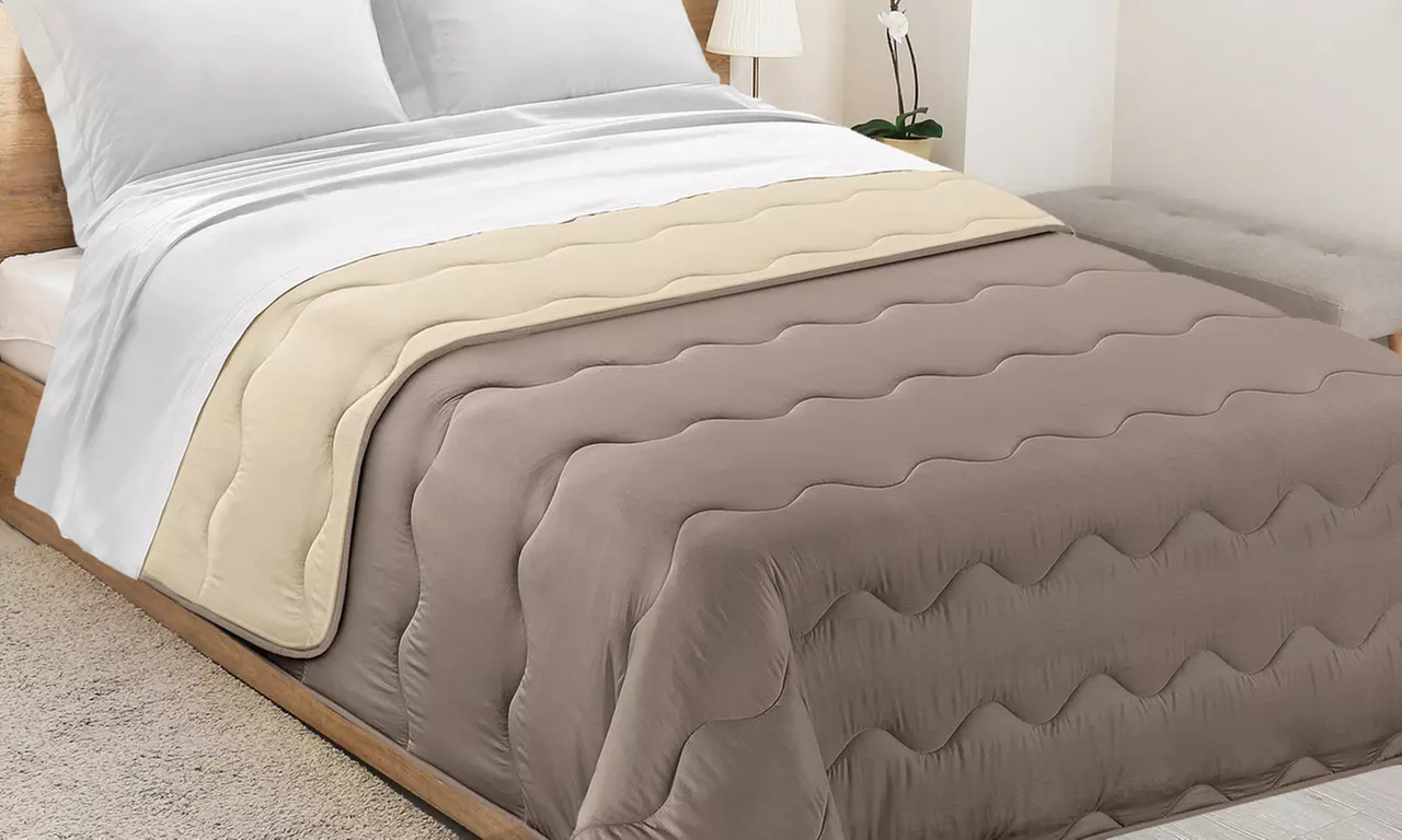 Trapunta invernale in morbida microfibra bicolore, tinta unita