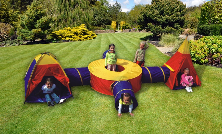 Image 1: Kids Teepee Tent and Tunnel Set