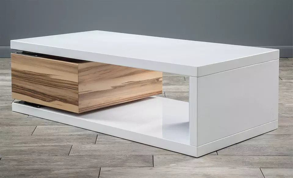 Cullen Mod Coffee Table with Rotating Drawer - Primary Image