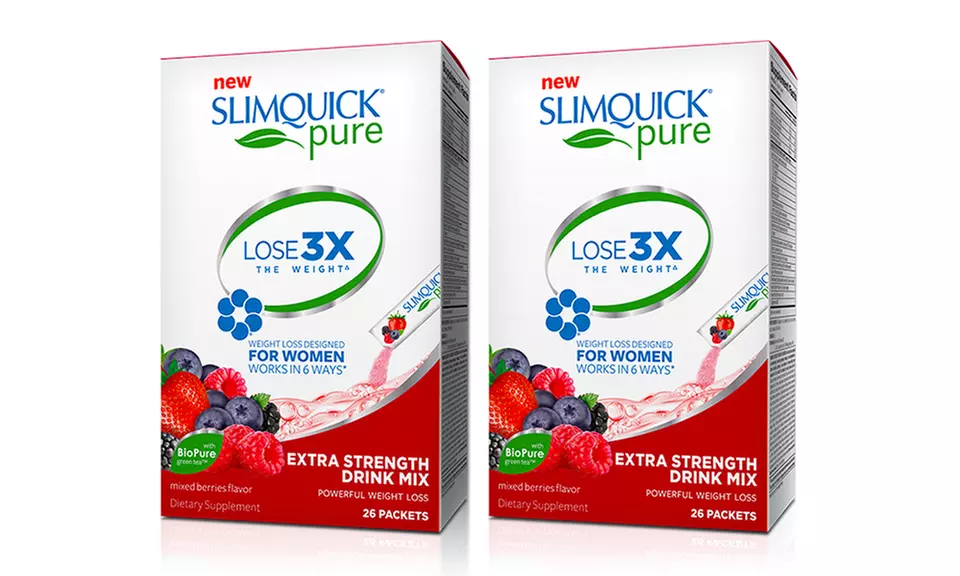 26 or 52-Count Slimquick Pure Drink Weight Loss Supplement for Women in Mixed Berries Flavor - Primary Image