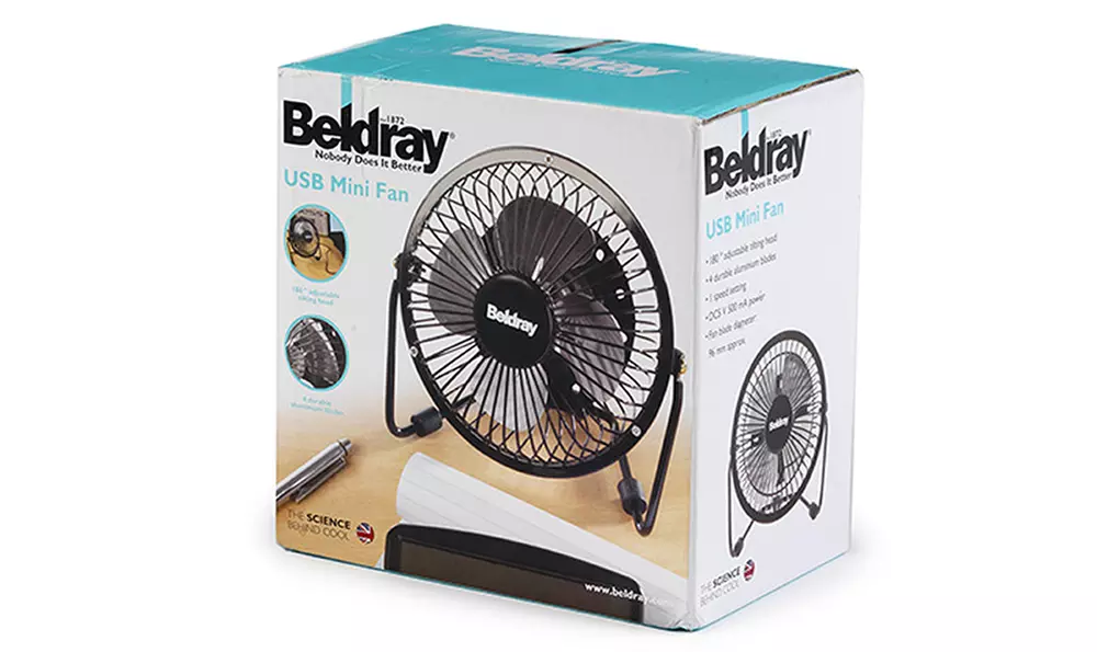 Mini ventilateur de bureau USB, 4 pouces de la marque Beldray - Second Medium