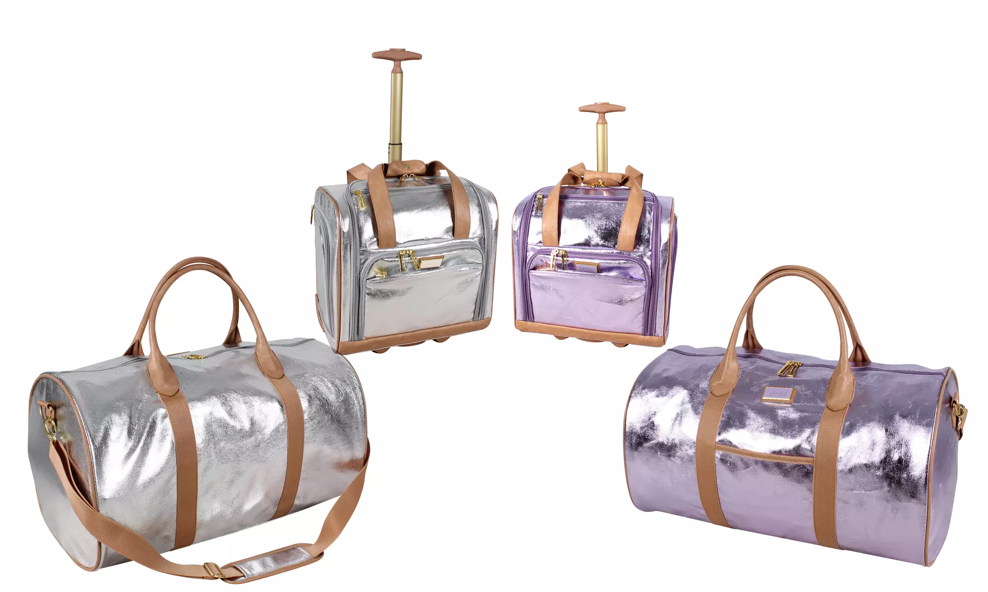 Nicole Miller Metallic Barrel Bag or Wheeled Carry-On Bag - Primary Image