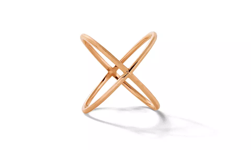 Solid Design X Ring in Rhodium, 14K Gold, or 14K Rose Gold Plated Sterling Silver - Second Medium