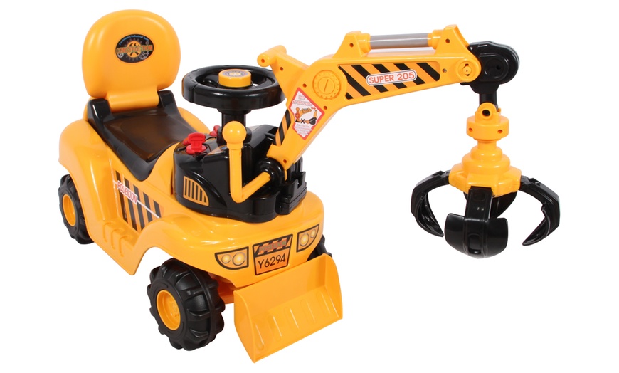 Image 16: Ride-On Toy Digger with Helmet