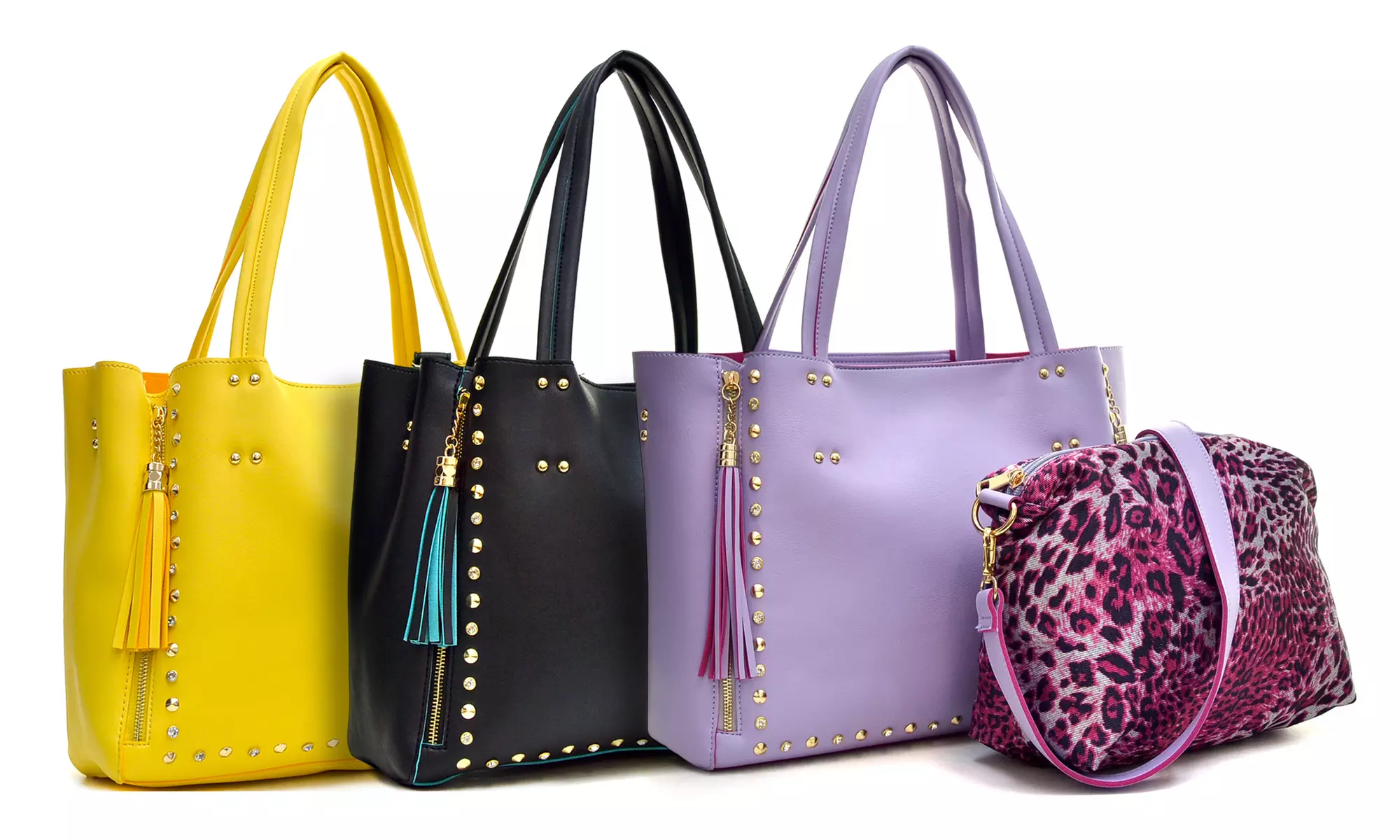 Studded 2-in-1 Tote Bag with Tassels - Primary Image