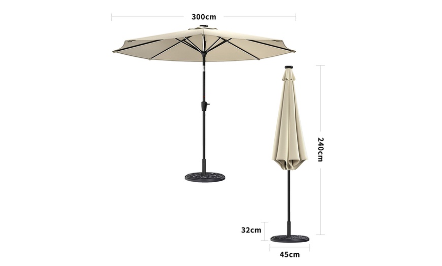 Image 6: Rotatable Solar Strip Lighting Umbrella with Fillable Base