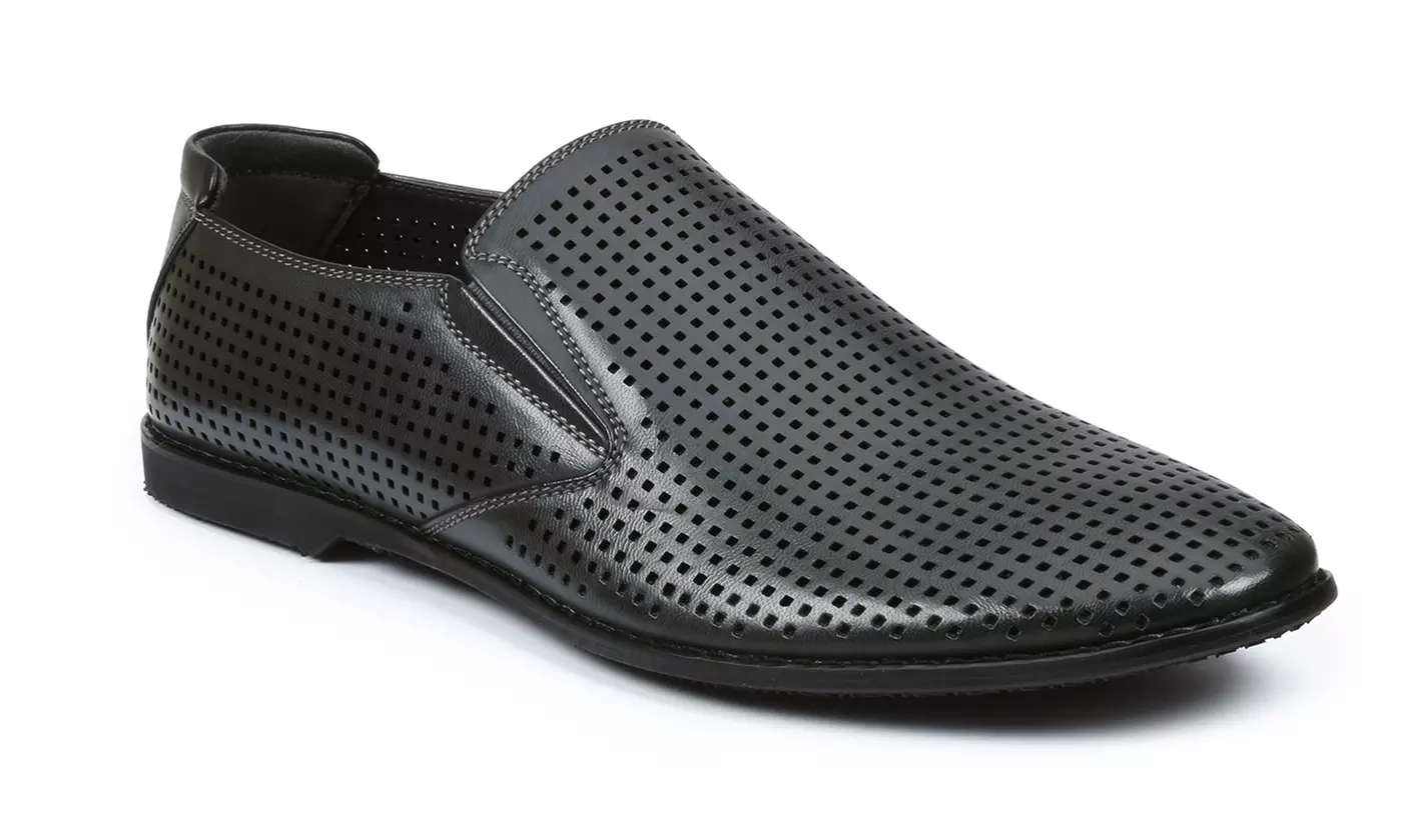 GBX Krown Men's Perforated Leather Slip-On Loafers (Size 11.5) - Second Medium