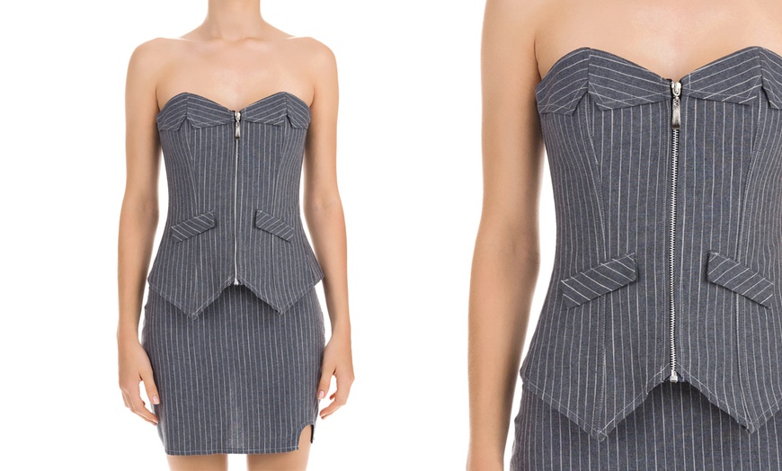 Image 8: Pinstripe Corset and Skirt Suit